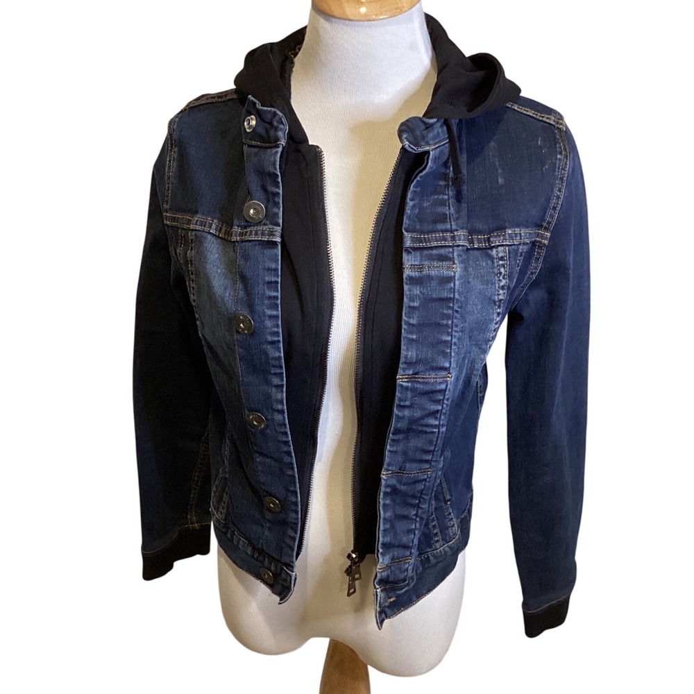 Hudson Women's‎ Denim Jacket with Black Hoodie Insert Blue Wash Size Small